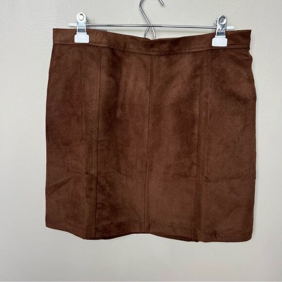 Banana Republic NWT Brown Vegan Faux Suede A-Line Mini Skirt Size 12 - Picture 1 of 14